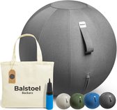 Backerz Zitbal 75 CM - Zitballen met Hoes Linnen - Ergonomische Bureaustoel Kantoor en Thuis - Luxe Yoga Bal - Antraciet