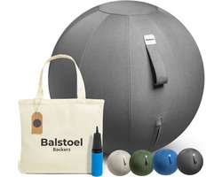 Backerz Zitbal 75 CM - Zitballen met Hoes Linnen - Ergonomische Bureaustoel Kantoor en Thuis - Luxe Yoga Bal - Antraciet