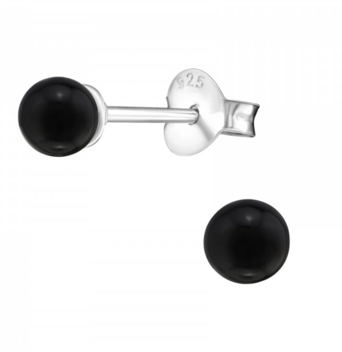 La Rosa Princesa Kleine Zwarte Parel Oorbellen Zilver 4mm