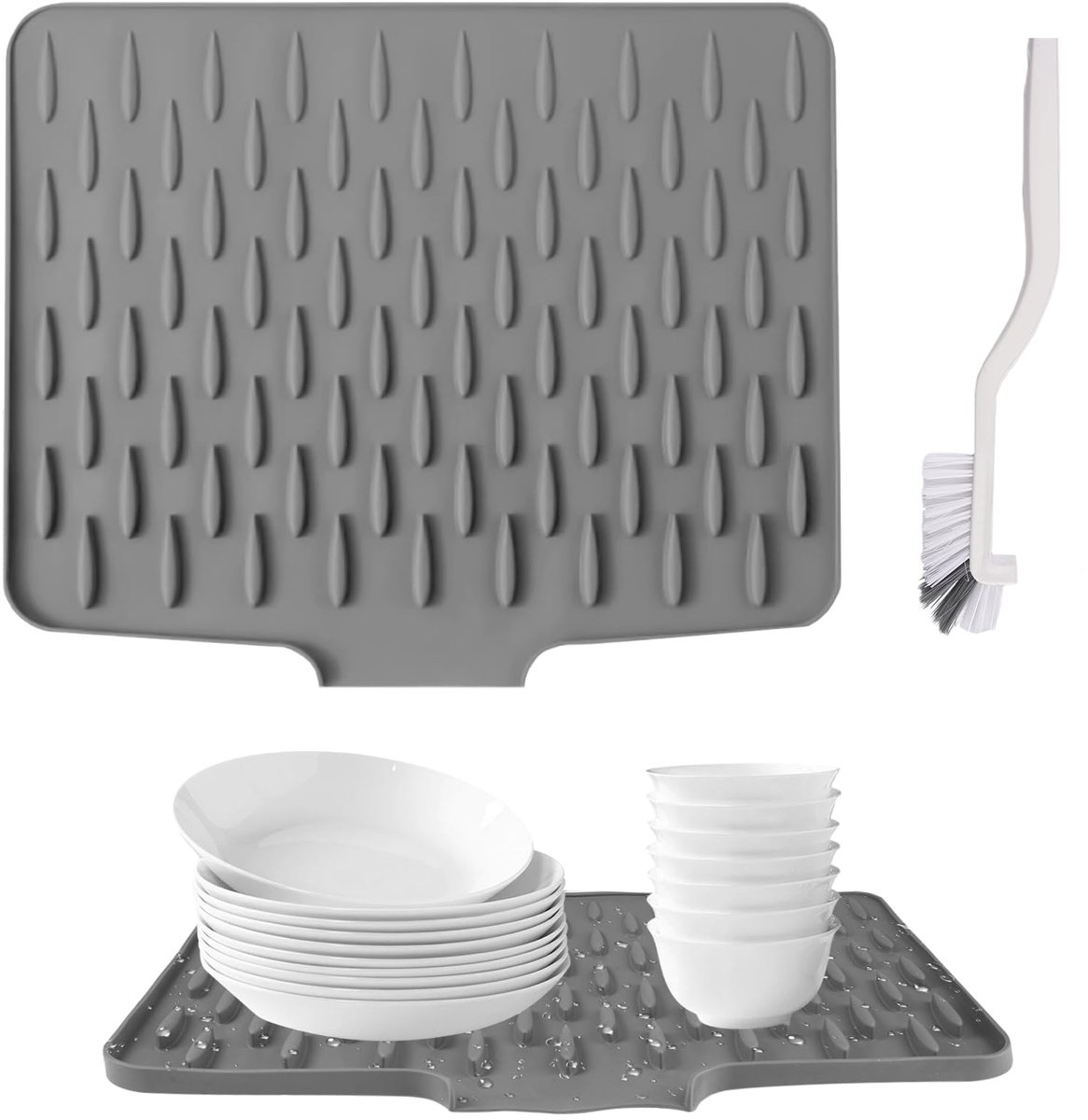 Ibenzoa® Siliconen afdruipmat met hellend oppervlak en antislip ontwerp voor keuken