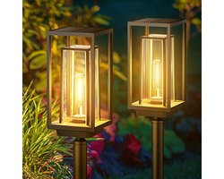 Moderne Zonnelampen voor Buiten - 2 Stuks Tuinverlichting met Lange Werktijd