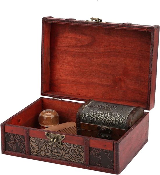 Allecto plus - Houten opbergdoos met groot formaat voor boek- en sieradenopslag, vintage stijl voor decoratie bij verjaardagen en bruiloften.