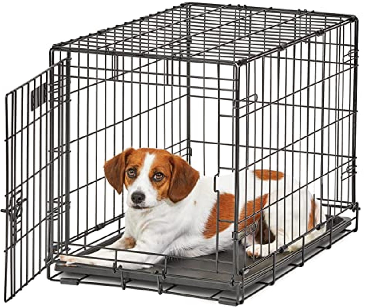 Opvouwbare metalen hondenbox 61 cm met scheidingswand en lekvrije hondenpan