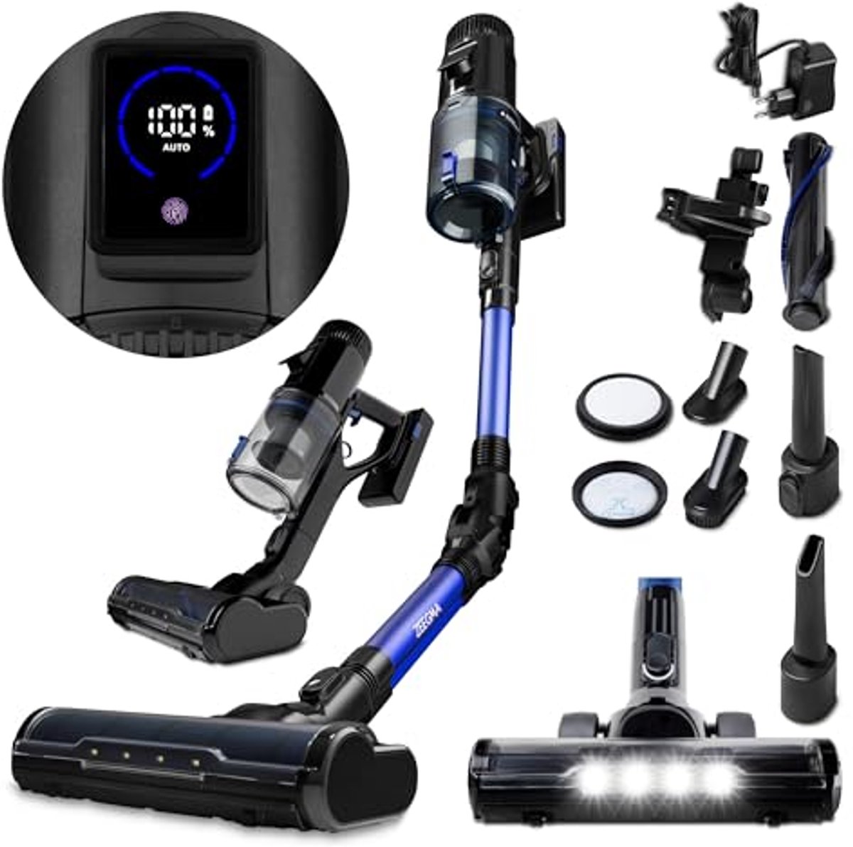 Draadloze Verticale Stofzuiger 400W met Turbo Borstel en Accessoires