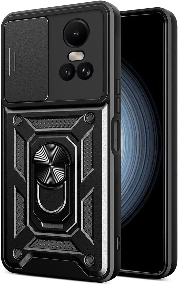 Allecto plus - Schokbestendig hoesje met magnetische kickstand voor OPPO Reno 10 5G/OPPO Reno 10 Pro 5G - Zwart