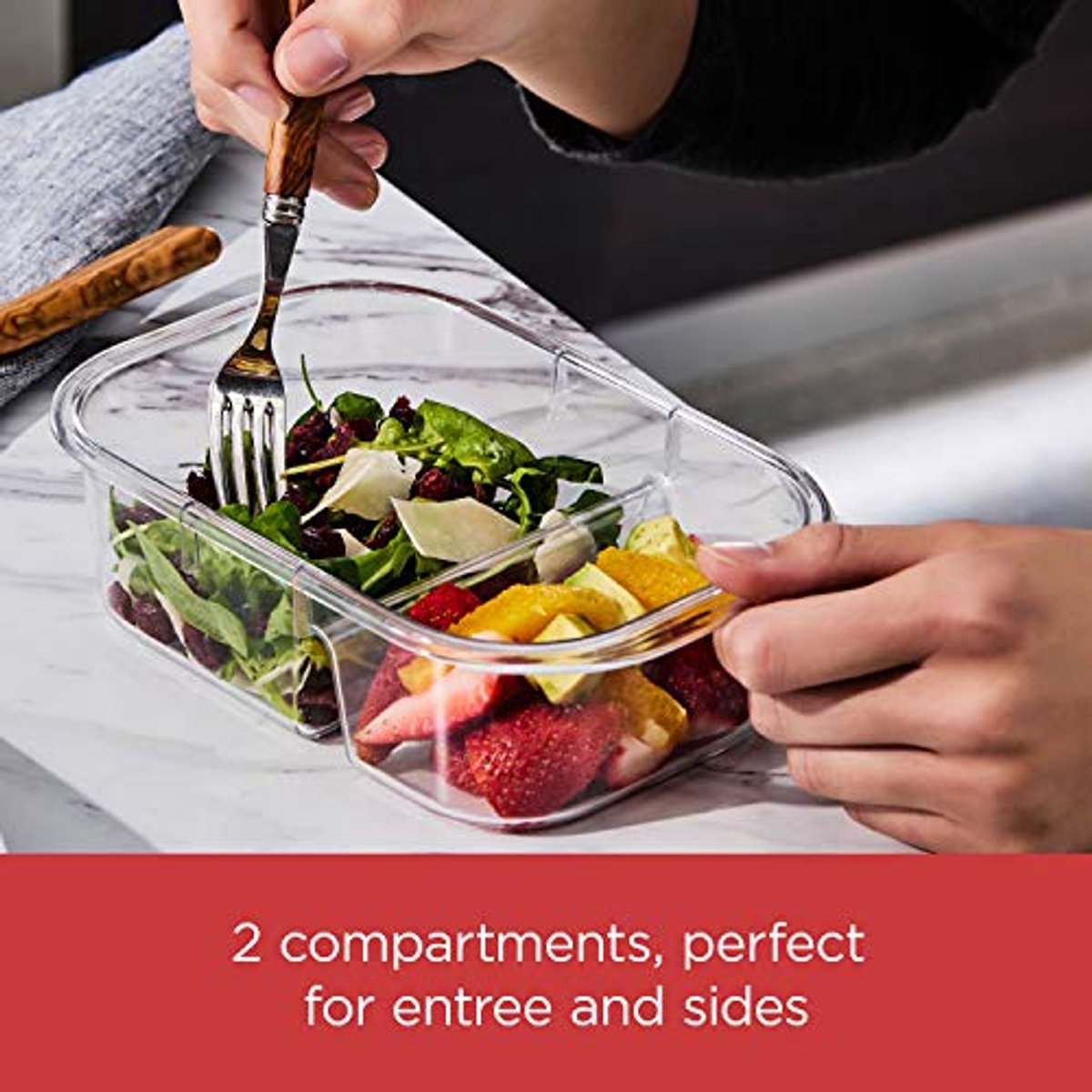 2-Compartiment Voedsel Opslag Containers - 5-Pack, 2,85 Cup - Perfect voor Maaltijd Prep