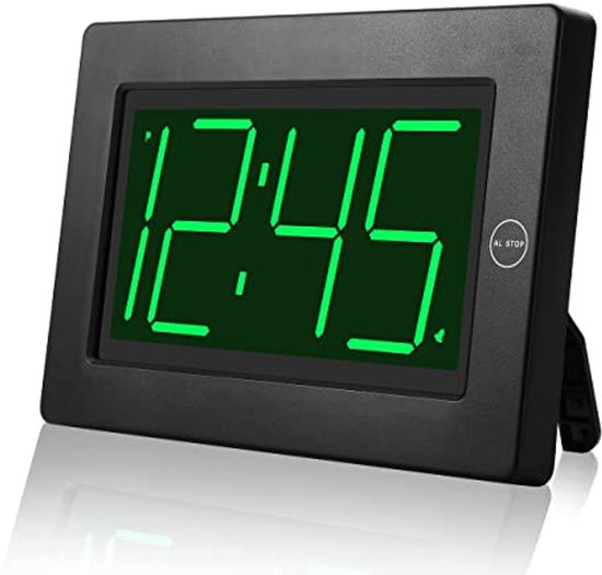 aboveClock Digitale wekker met 2 alarmen, snooze, digitale wekker in houtlook met groot led-display, dimbare helderheid, 13 wekgeluiden, 5 volumes, temperatuurweergave, USB-voeding