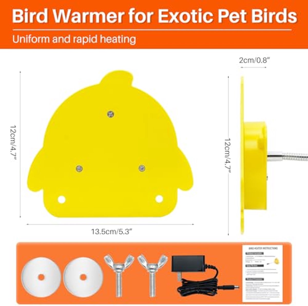 Vogelverwarming voor kooi, 5 W 12 V thermostatische vogelbaarsstandaard, reptielenwarmtekussen mat, 13,2 x 8,4 cm x 2,0 cm speeltuin voor papegaaien, parkieten, reptielen kleine huisdieren, winter