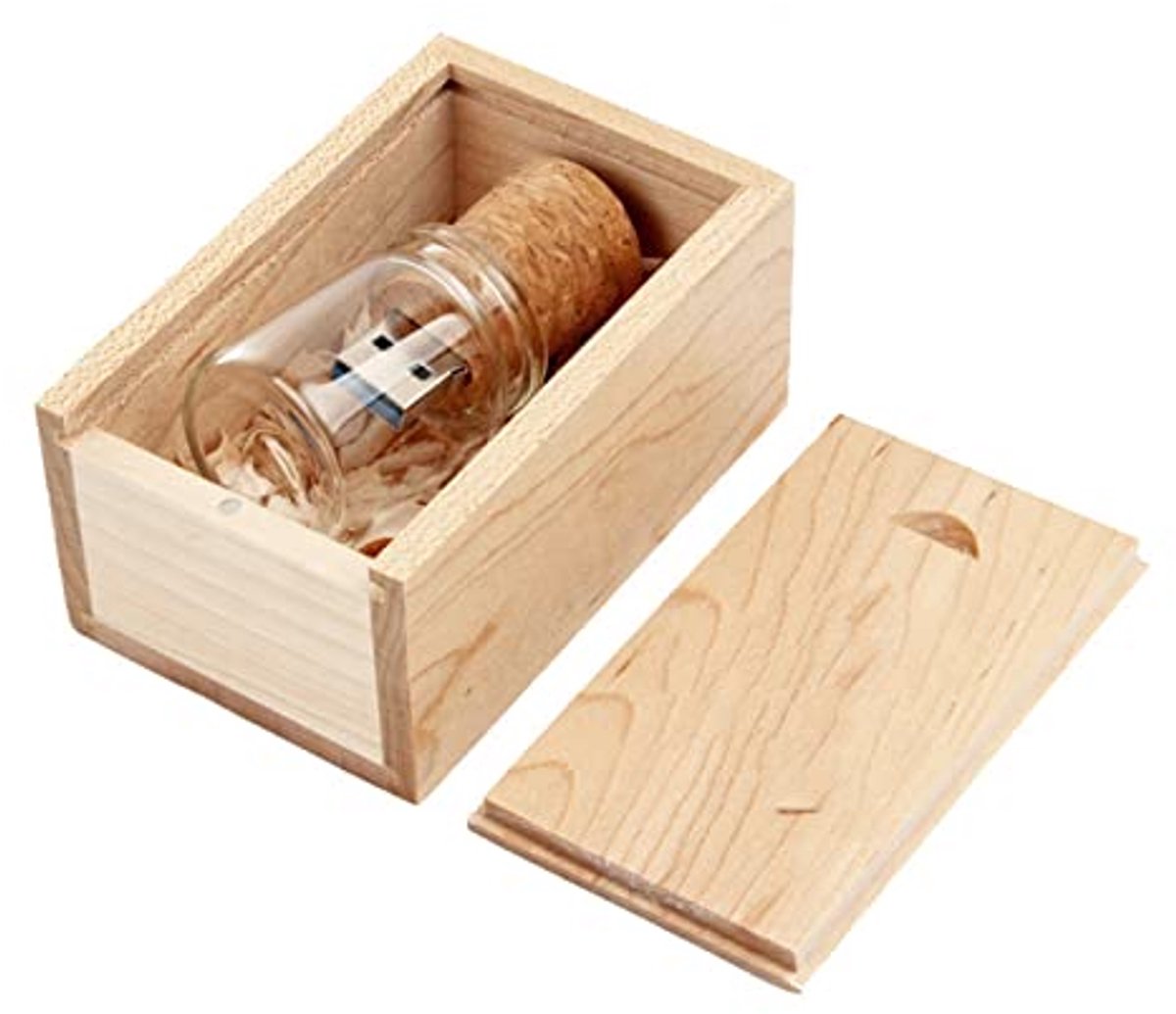 Transparante 16GB USB 3.0 Flash Drive met Houten Doos voor Opslag en Overdracht