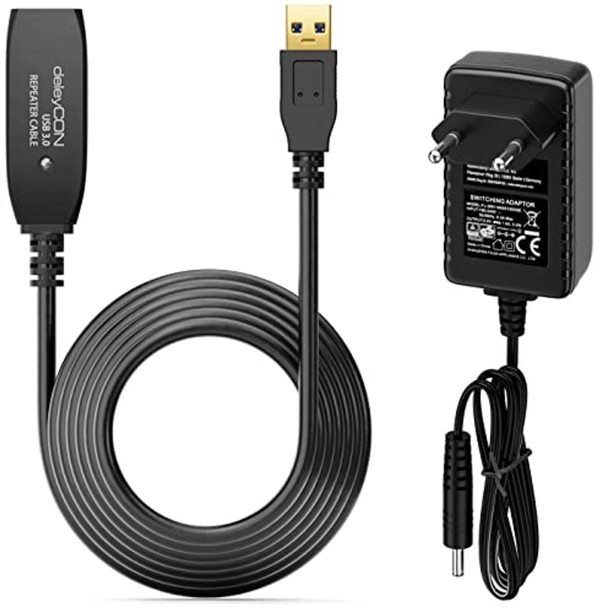 Image of Actieve USB 3.0 Verlengkabel 7,5m met Signaalversterker en Voedingsadapter