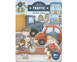 Little Dutch stickerboekje Jim & Friends - 90+ stickers met speelachtergrond - creatief speelgoed vanaf 3 jaar - verkeer