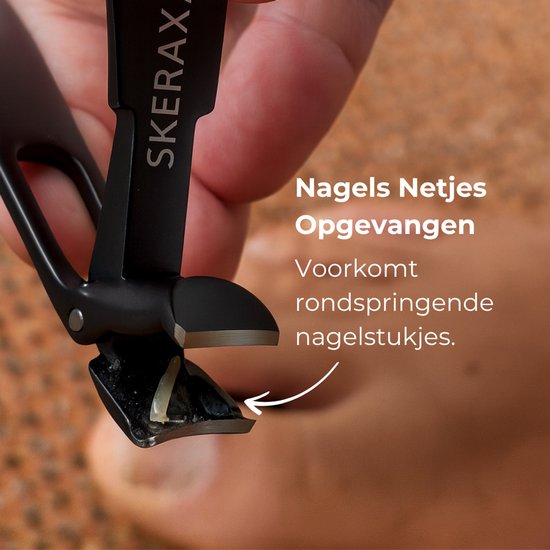 SKRRAXO nagelknipper met opvangbak, voorkomt rondspringende nagelstukjes.