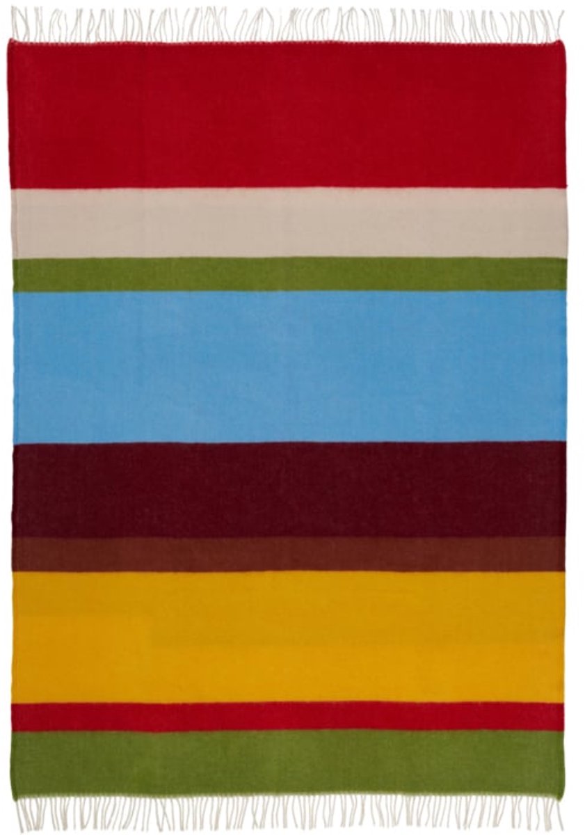 Deken eco wol Arty - rood-groen-geel-blauw 180x130cm