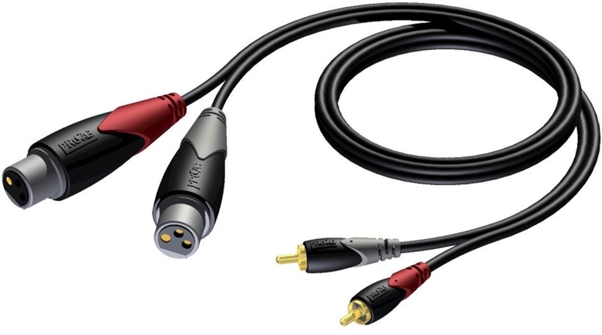 Procab CLA705 2x XLR vrouwelijk - Tulp stereo 2RCA mannelijk kabel - 1,5 meter