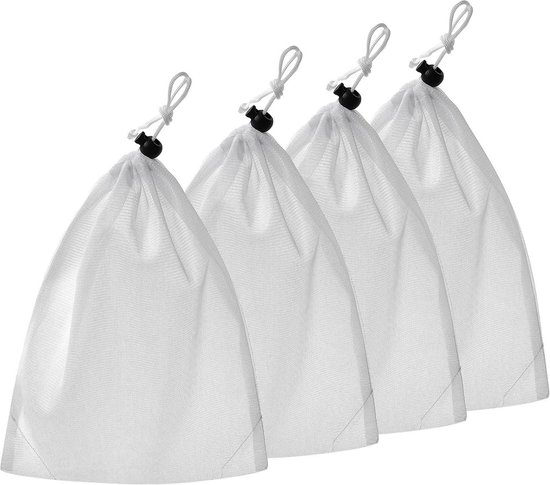 Daity 4-delige filterzakken，vervangende stofzuigerzak voor zwembadreiniger, fijnmazig nylon met rits, geschikt voor bladverzamelaar, bladzak, bladzuiger, bladverzamelaar, bladverzamelaar (32*23)