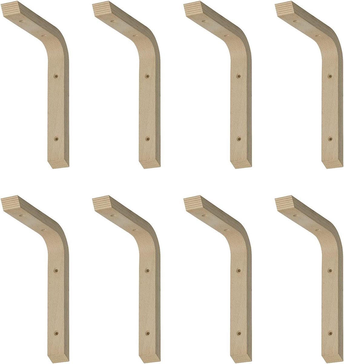 siwitec multiplex console 150 x 200 x 28 mm van beukenhout in een set van 8, plankconsole van hout