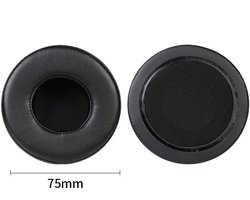 Universele ronde stereokoptelefoonhoes, schuimhoes, oorkappen, vervangingsaccessoires voor hoofdtelefoons-zwart 75mm