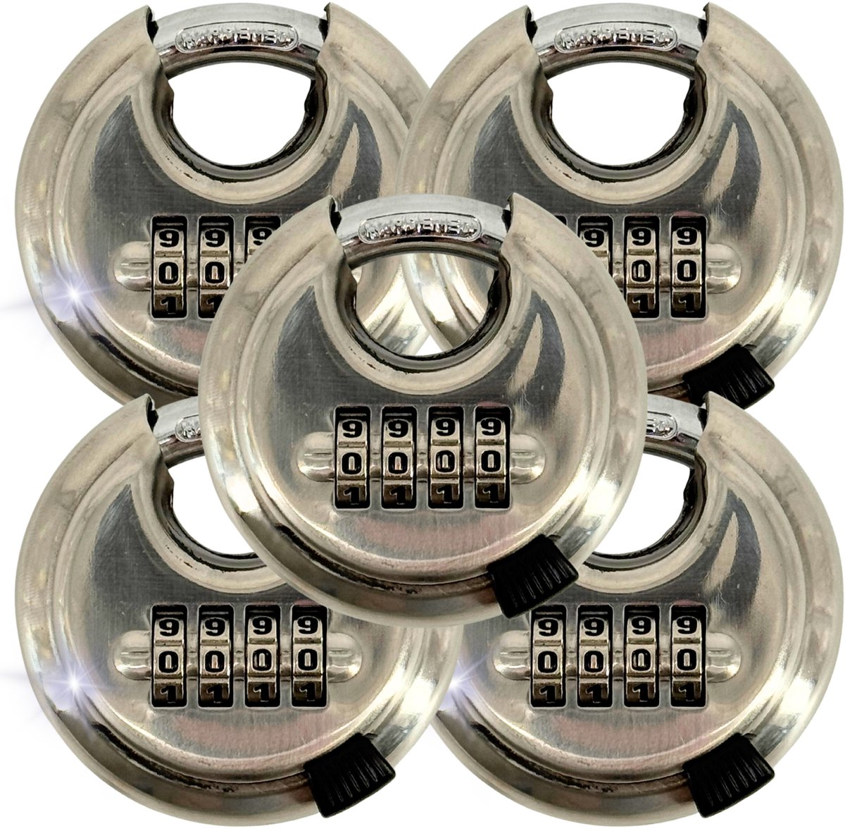 TronicXL 5 stuk Hoogveiligheids Hangslot – Extra Stevig, Ronde Beugel, Roestvrij Staal, Anti-Knijp & Anti-Breek, Voor Deur, Poort, Kelder, Locker