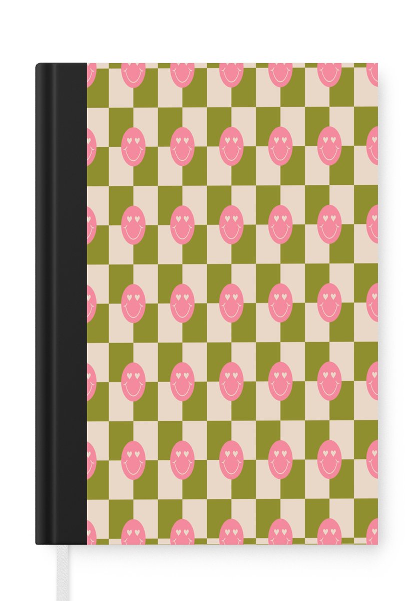 Notitieboek - Schrijfboek - Patroon - Smileys - Blokken - Notitieboekje klein - A5 formaat - Schrijfblok