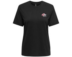 Only T-shirt Onlwest Life Ss Tee Cs Jrs 15320350 Black/emb Hat Dames Maat - L