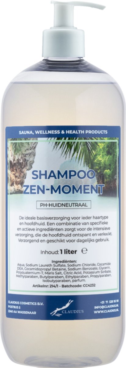 Shampoo Zen Moment - 1 liter (transparant) met witte pomp - Haarverzorging