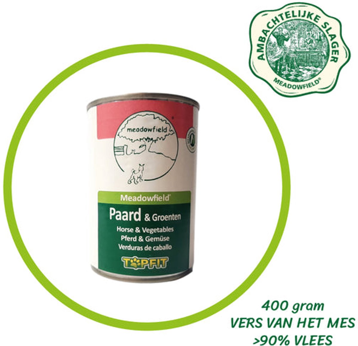Meadowfield Meadowfield Topfit Delicatesse voor de hond - Paardenvlees en groenten - 6x400 gram