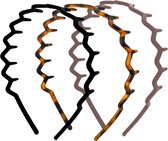 Bandeau Hydure Zigzag - Convient également comme diadème - Style années 90 - Lot de 3