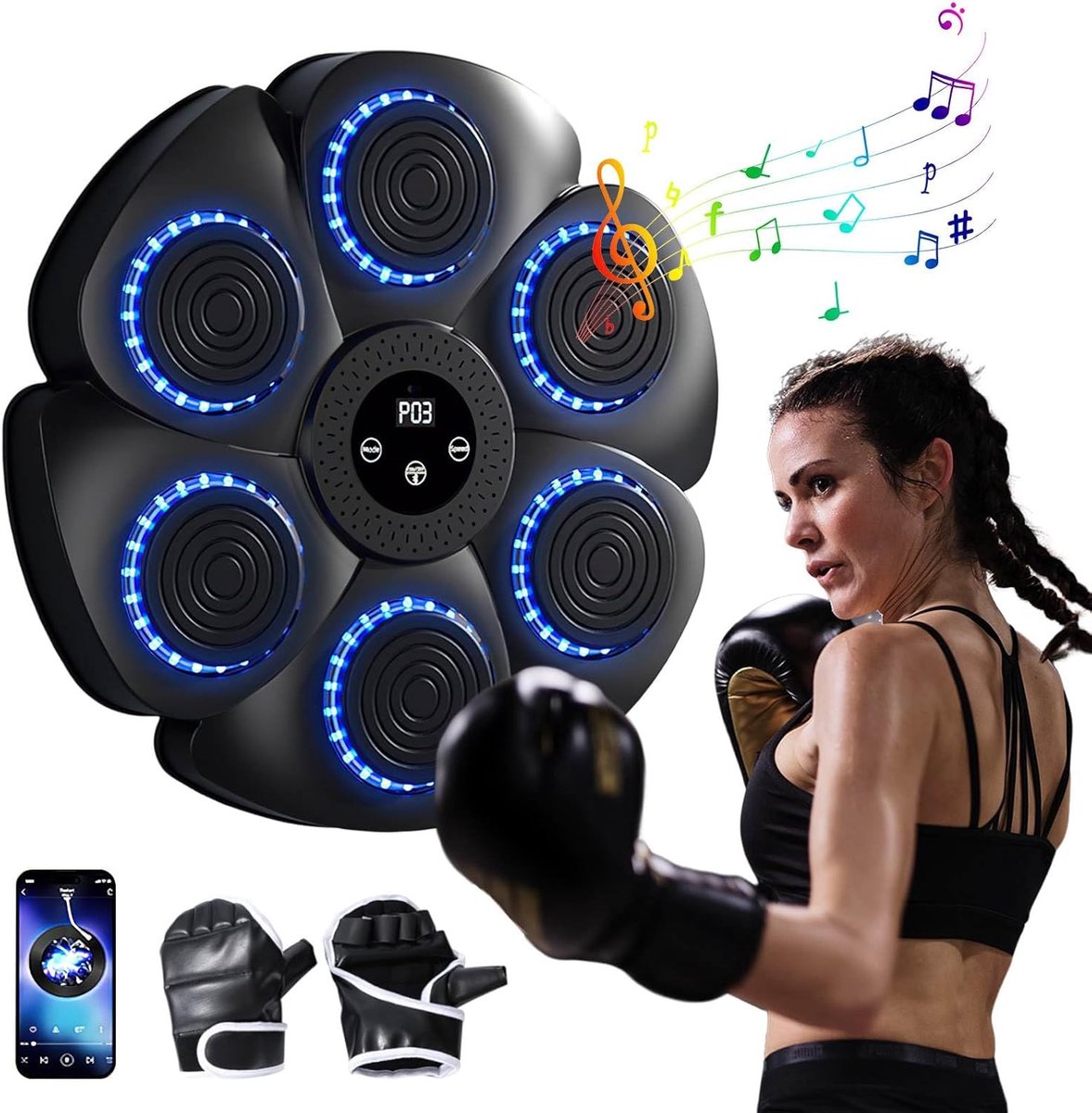 Muzikale Bokszak - Smart Bokszak - Bluetooth Functie Muurbevestiging - 1 - Thuisgebruik Kinderen Volwassenen - Zwart