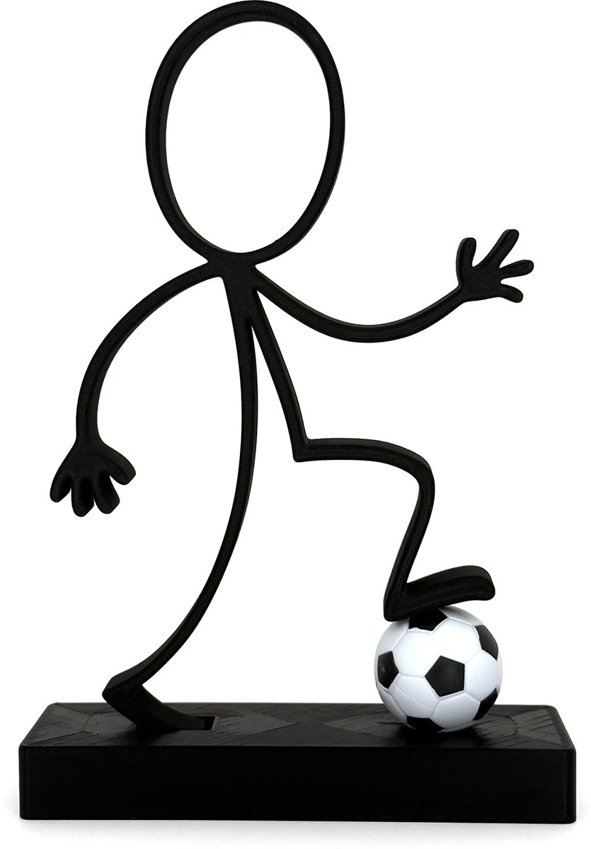 Stickyman Voetballer - voetstuk 2 cm - zwart - 22 cm hoog