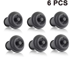 Elkuaie Wine Saver Pump Set - Vacuum Stoppers for Wine - Houd Wijn Fris Tot 10 Dagen - 6 Stuks - Thuisgebruik - Zwart