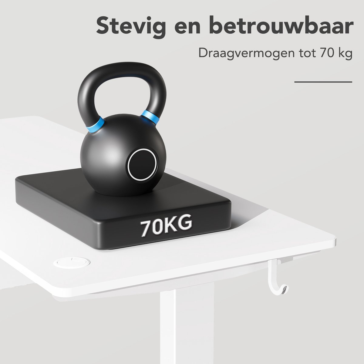 HOMAVO Zit-sta bureau 140 x 60 cm, Elektrisch in hoogte verstelbaar bureau, met geheugenfunctie en anti-botsingstechnologie, Stevig en Duurzaam, Stille Motor, Hoogte 70-117cm thumbnail 3