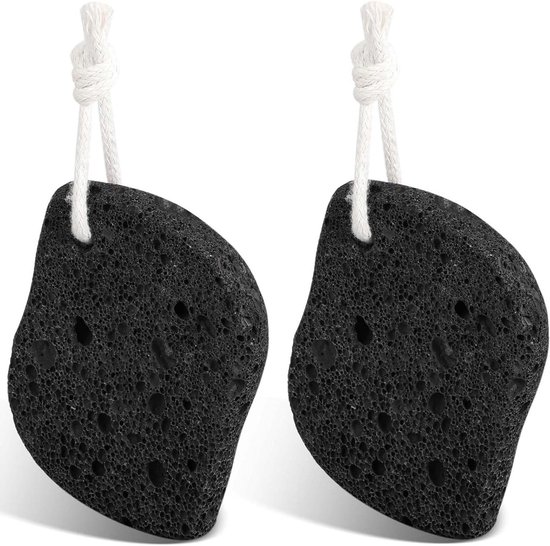Inovra - Puimsteen stenen 2 stuks voor handen en voeten - eeltverwijderaar en voetvijl - natuurlijke vulkanische lavastuimsteen - zwart