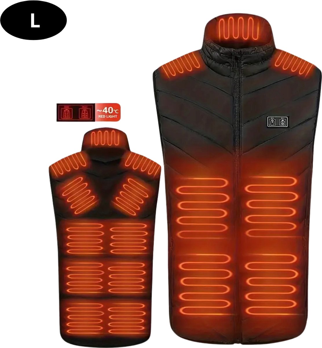 Nivard Verwarmde Bodywarmer Heated Vest Elektrische Bodywarmer Extra Warm Water Afstotend Oplaadbaar Heren Zwart