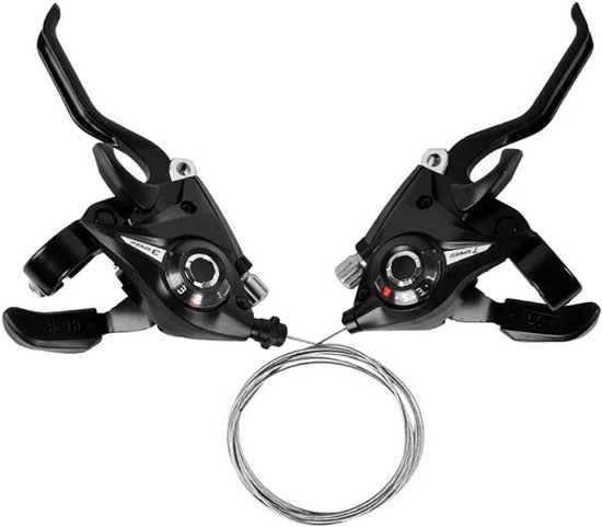 Foto: Bike shifter set 7 speed mtb shift lever met gear indicator ef51 en remcable 1 set voor mountainbike en racefiets zwart