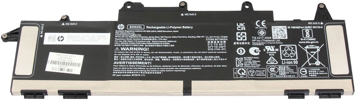 HP M75016-171 Batterij - 42,75Wh