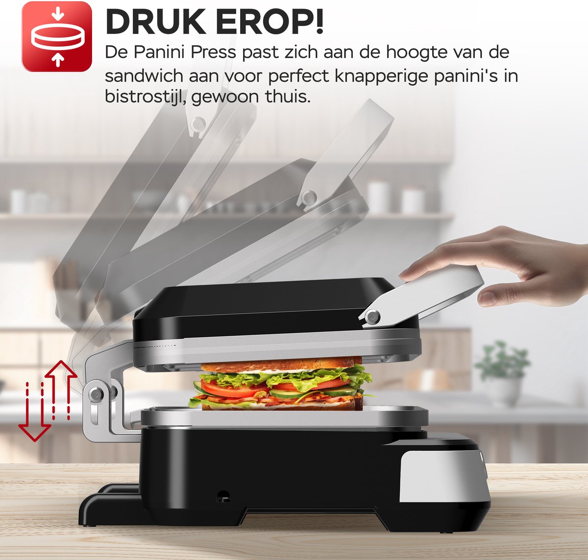 Turbotronic CG1W Contactgrill contactgrill met uitneembare platen - BPA Vrij - Panini Grill - 180º Uitklapbaar - Tosti apparaat Zwart - Wafelijzer thumbnail 3