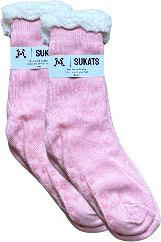 Sukats® Huissokken - Homesocks - Maat 36-41 - Dames Huissokken - Antislip Sokken - Fluffy Sokken - Slofsokken - Variant 153 - Meerdere Maten en Varianten - Verwarmde Sokken