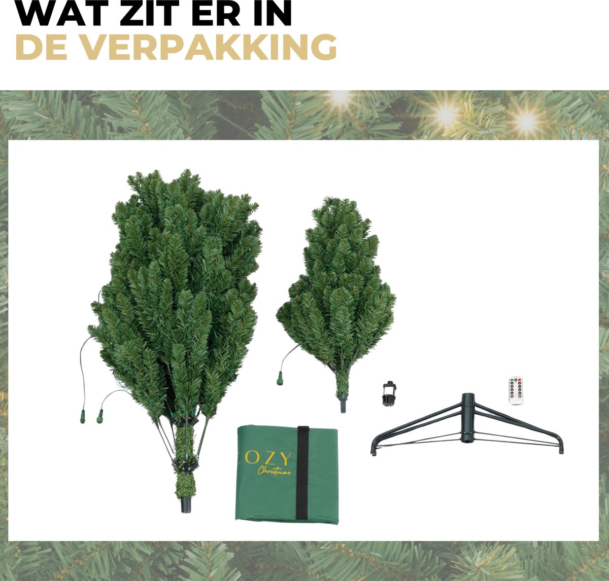 Ozocozy Kunstkerstboom - Kerstboom - 150 cm - Kunstkerstboom met LED-verlichting - Kerstboom met verlichting - 280 LED lampjes - 580 Takken - Kerst - Inclusief opbergtas – foto 2