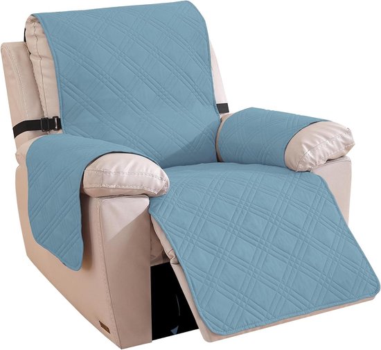 Allecto Plus - Housse de fauteuil réversible universelle, protection pour fauteuil inclinable, anti-rayures (Groot taille, bleu clair + vert clair)