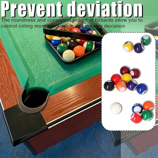 Mini Biljartbal Set met 16 Ballen voor Amerikaanse Stijl Pooltafel - Hars Ballen Accessoires van Merkloos — afbeelding 4