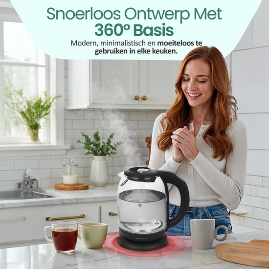 EMERIO WK-132229 Waterkoker van roestvrij staal, 1,7 liter, geïsoleerde dubbele wand, temperatuurkeuze 40-100 °C in stappen van 5 °C, display met voorgeprogrammeerde theesoorten, BPA-vrij, 2200 W