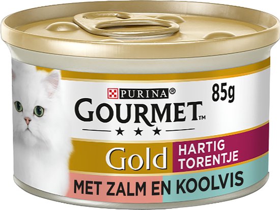 Gourmet Gold Hartig Torentje DUO - Kattenvoer Natvoer - Zalm & Koolvis - 24 x 85 g