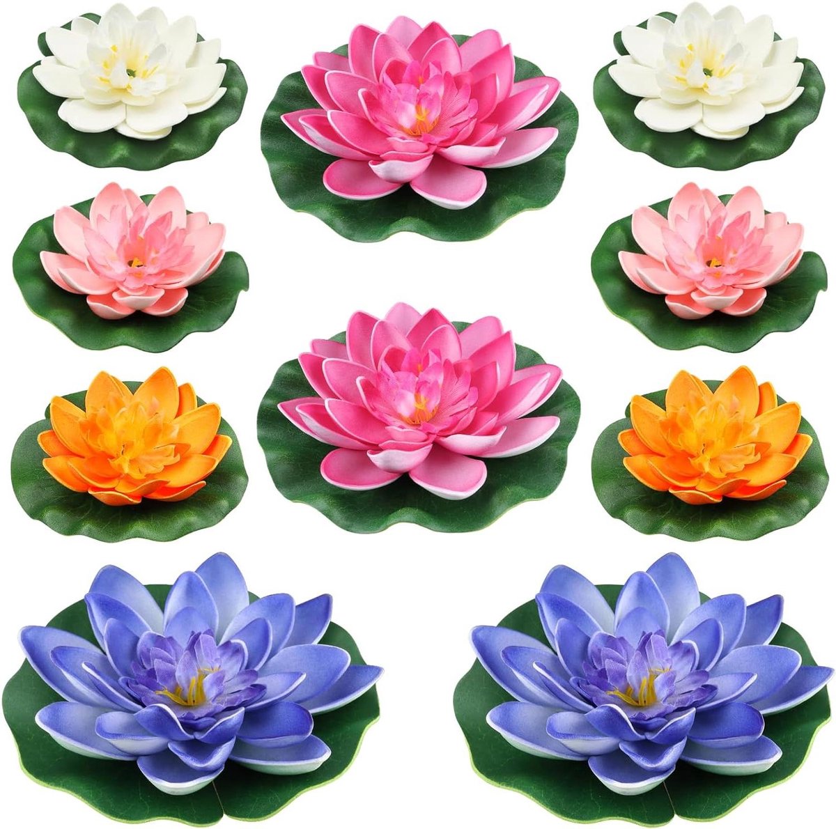 Allecto plus - Kunstmatige Lotusbloemen met Drijvende Lelie Pads voor Vijverdecoratie - Set van 10 Stuks