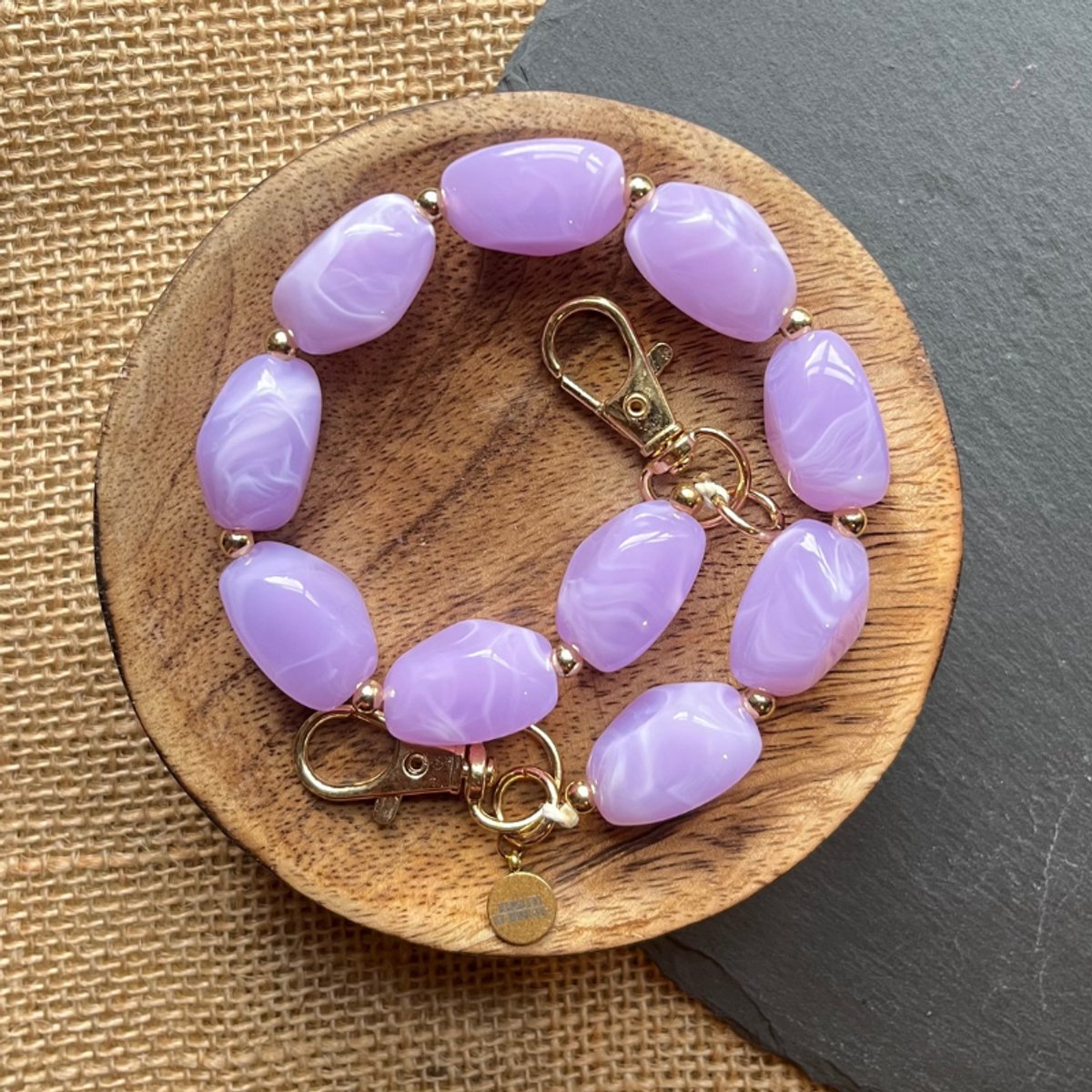 Kralenketting.nl - telefoonketting - koord - kralen - paars