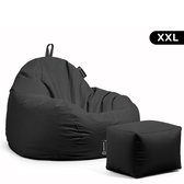 Casacomfy Pouf poire XXL, Pouf Binnenshuis extérieur résistant à l'eau, Pouf avec design + repose-pieds, Zwart Adultes et Enfants