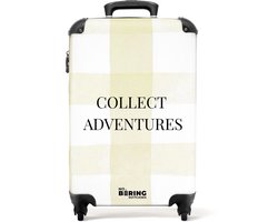 NoBoringSuitcases.com - Valise - Fond à carreaux doux avec message d'aventure - Convient aux formats 55x40x20 cm et 55x35x25 cm - Bagage cabine à roulettes - Valise à roulettes pour adultes - Valise de voyage à roulettes - Valise trolley légère