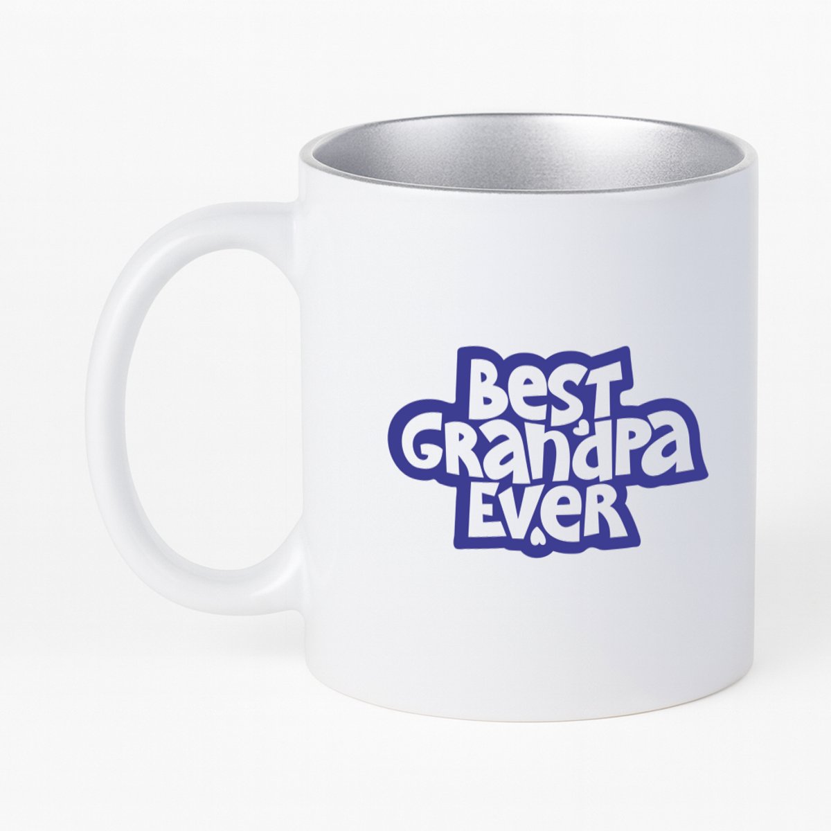 Hacebo® - best granpa ever koffiebeker met zilver kleurige binnenkant - Opa - opa - thee mok - koffie beker - cadeautje - kado - beste ooit - koffiemok - 330 ML