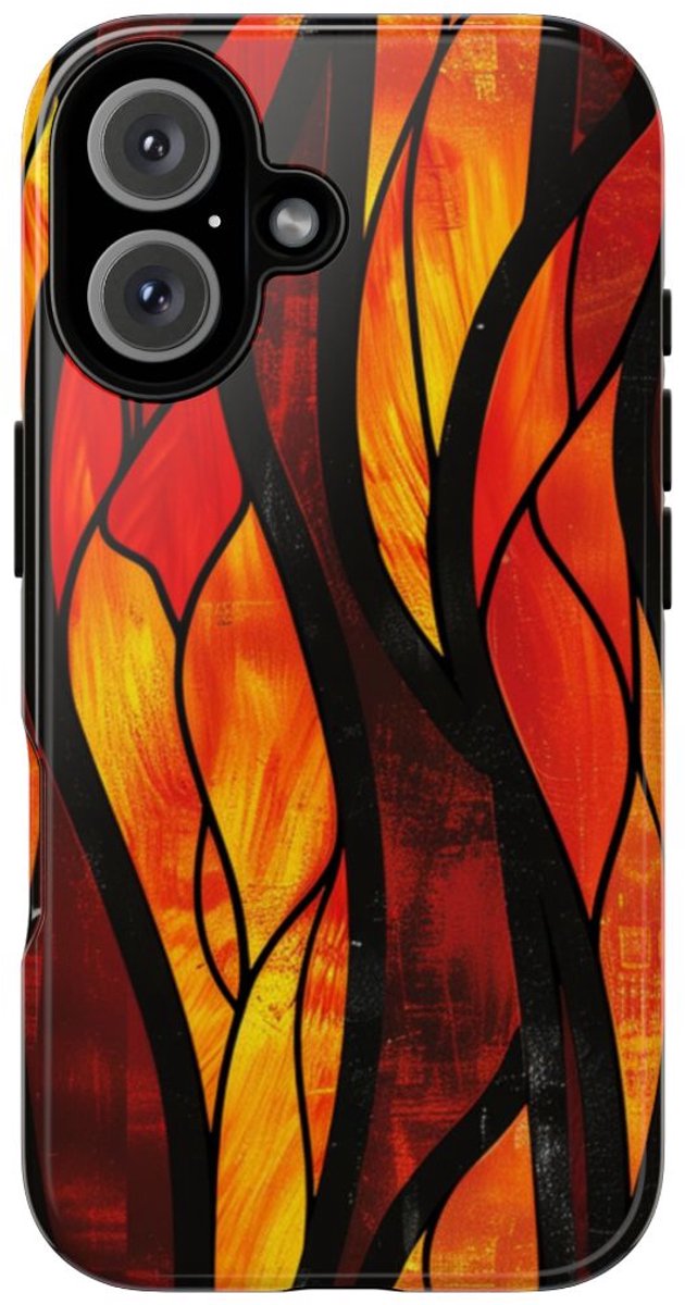 Glas-in-Lood Vlammen Design – Telefoonhoesje Geschikt voor iPhone 16