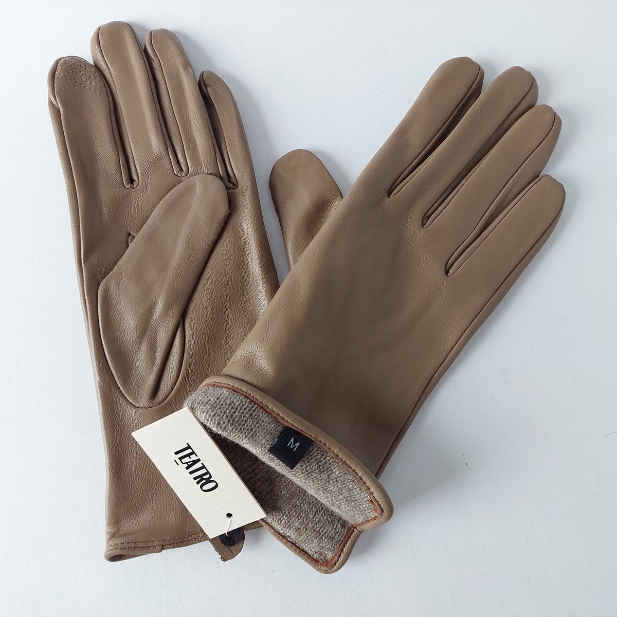 handschoen dames - maat M - Luxueuze Taupe handschoenen dames – hoogwaardig schapenleer (zacht & chique) - Italy