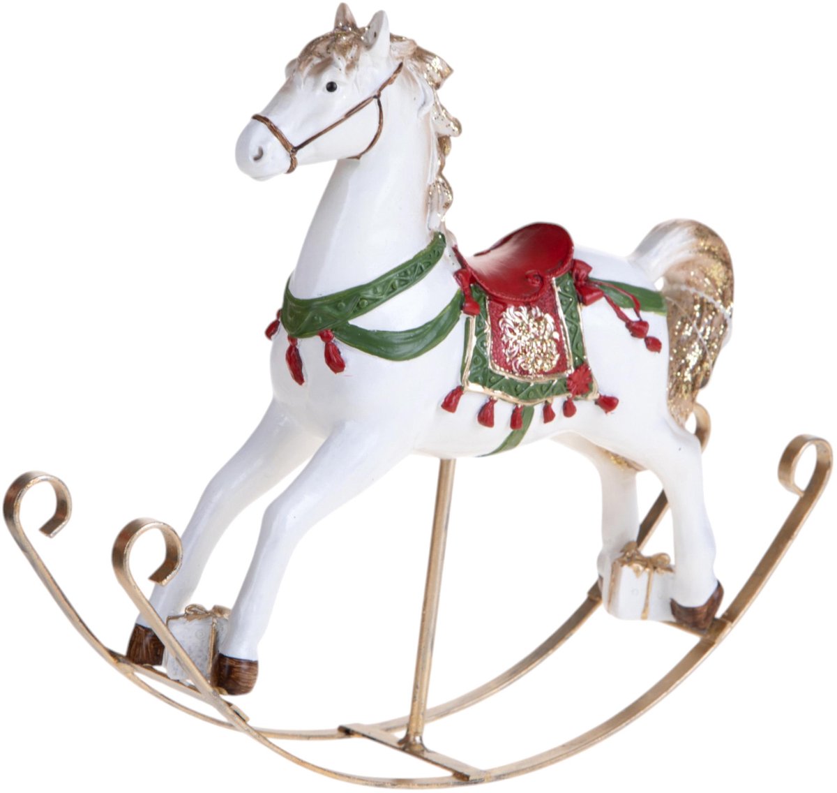 Bianchidino – Schommelpaard Kerst – H 23 cm – Rood/goud